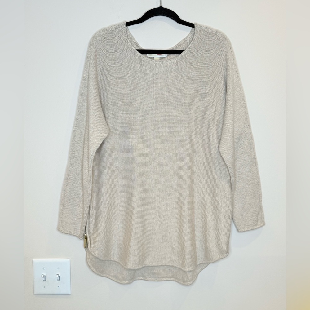 🔥Michael Kors  Beige Sweater Sz L Zipper Design on the Sides🔥